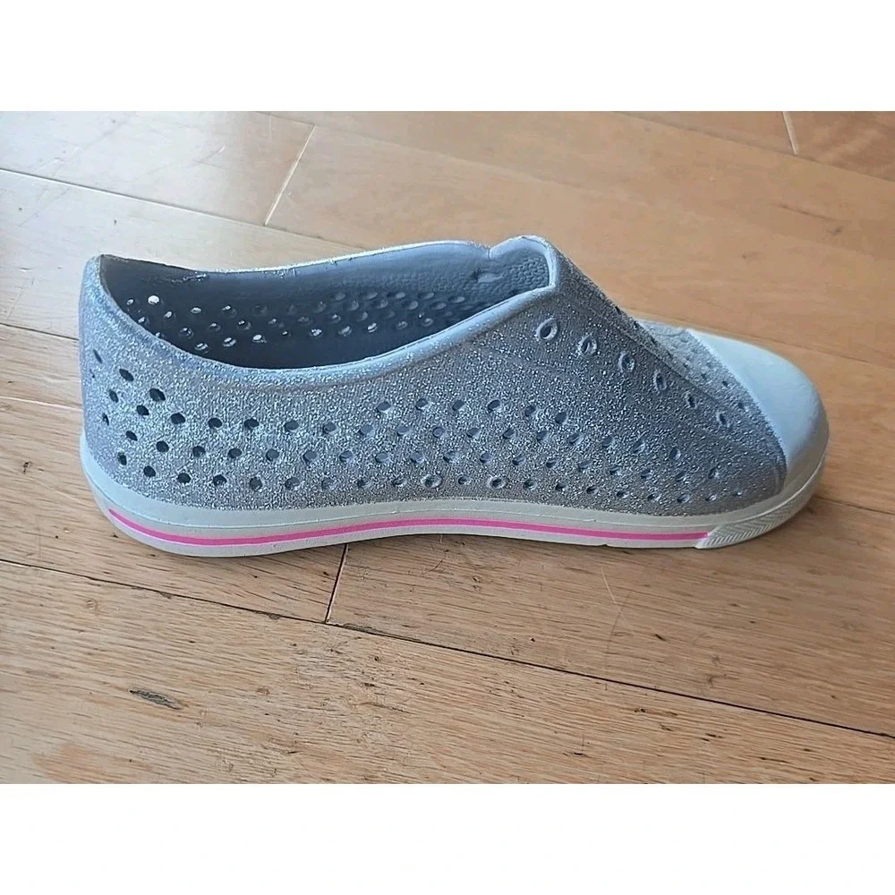 J Crew Crewcuts Bling Silver Glitter Jefferson Slip On Size 4 Native Style
